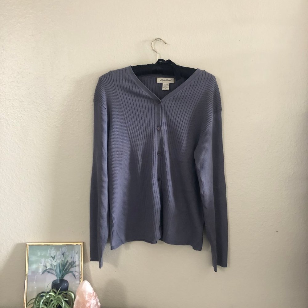 90s vintage Eddie Bauer mauve academia cardigan